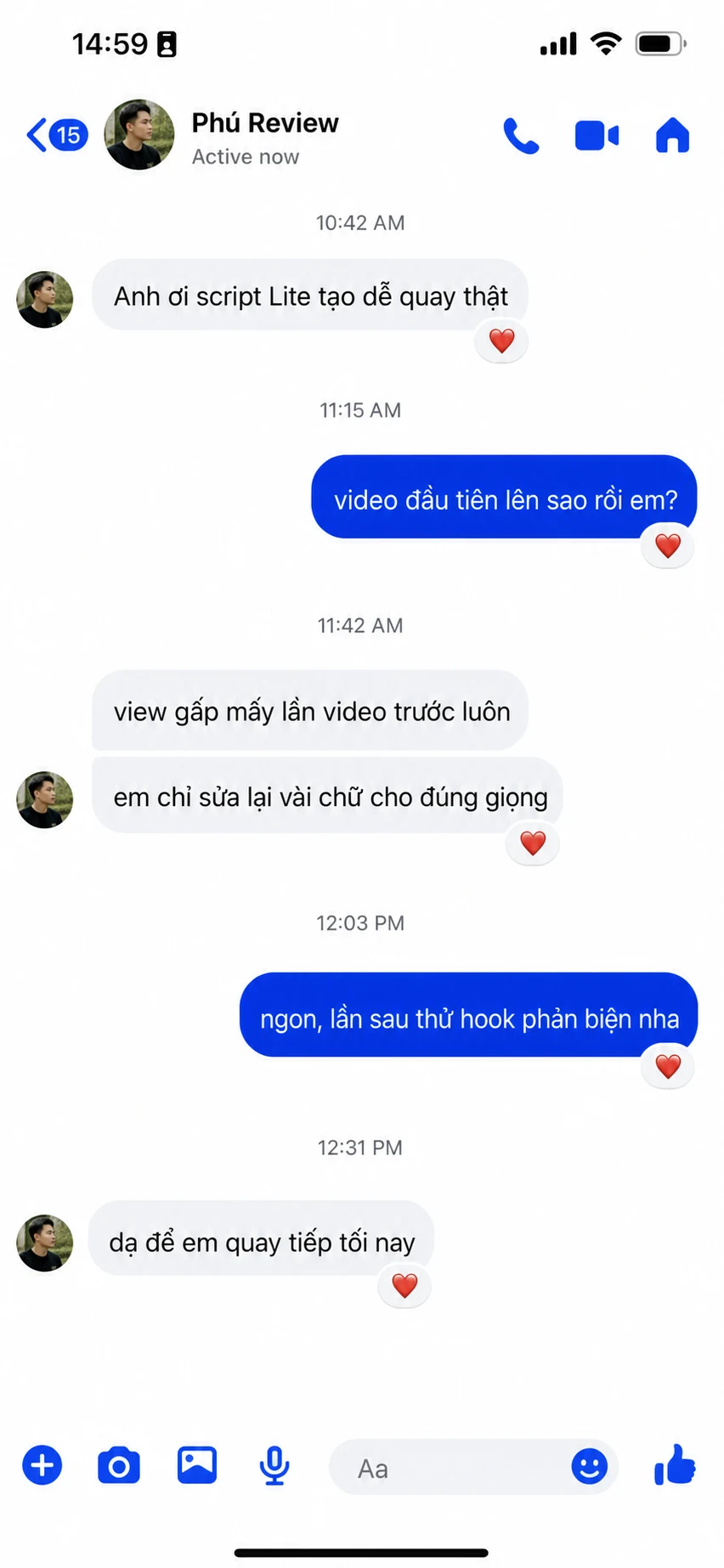 Tin nhắn Messenger từ Phú phản hồi về iconOS&nbsp;Lite