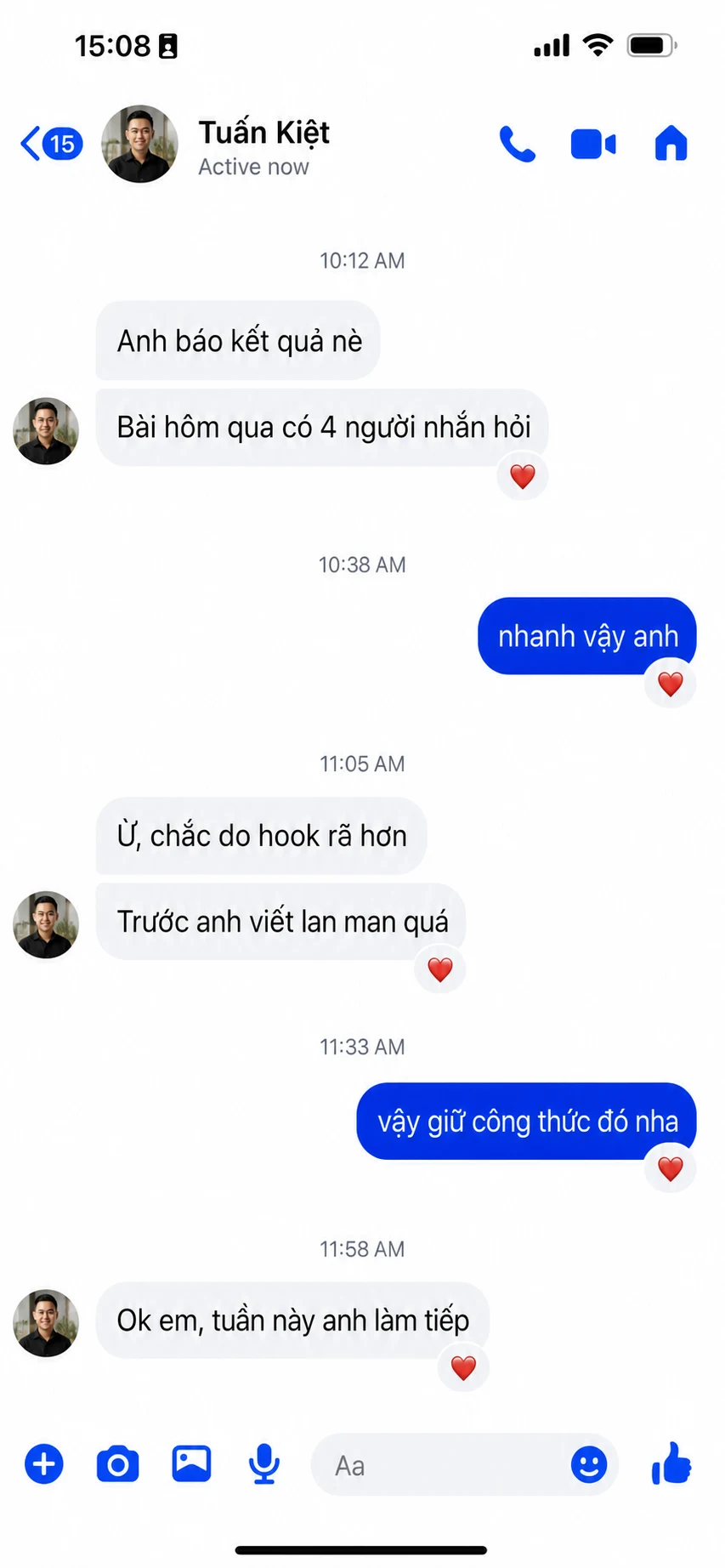 Tin nhắn Messenger từ Tuấn Kiệt phản hồi về iconOS&nbsp;Lite